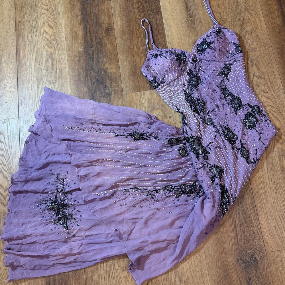Vintage Y2K 100% Silk Beaded Dress Vintage Beaded Dress Sue Wong Dress Fairy